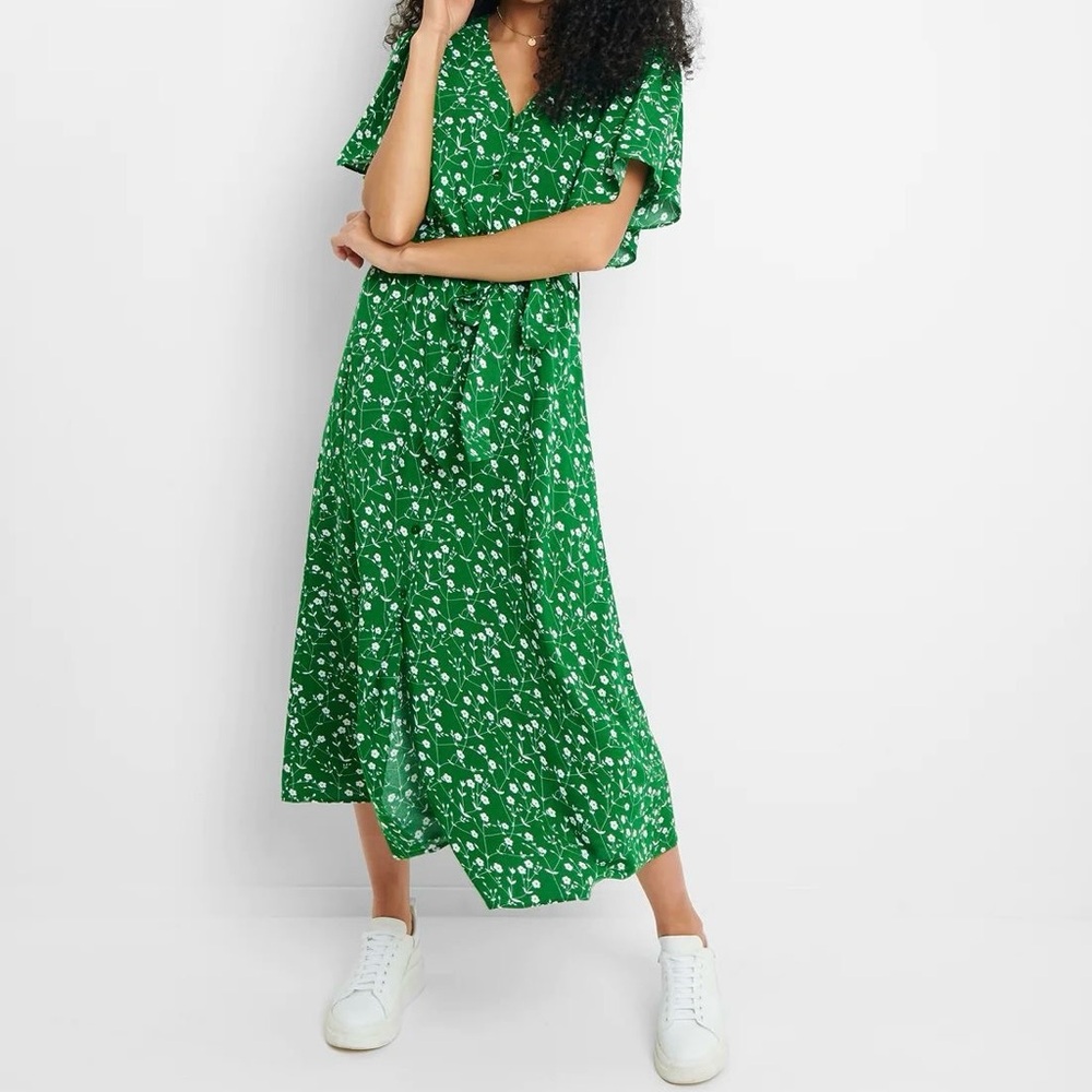 NWT Threadbare Green Floral Print Midi Dress